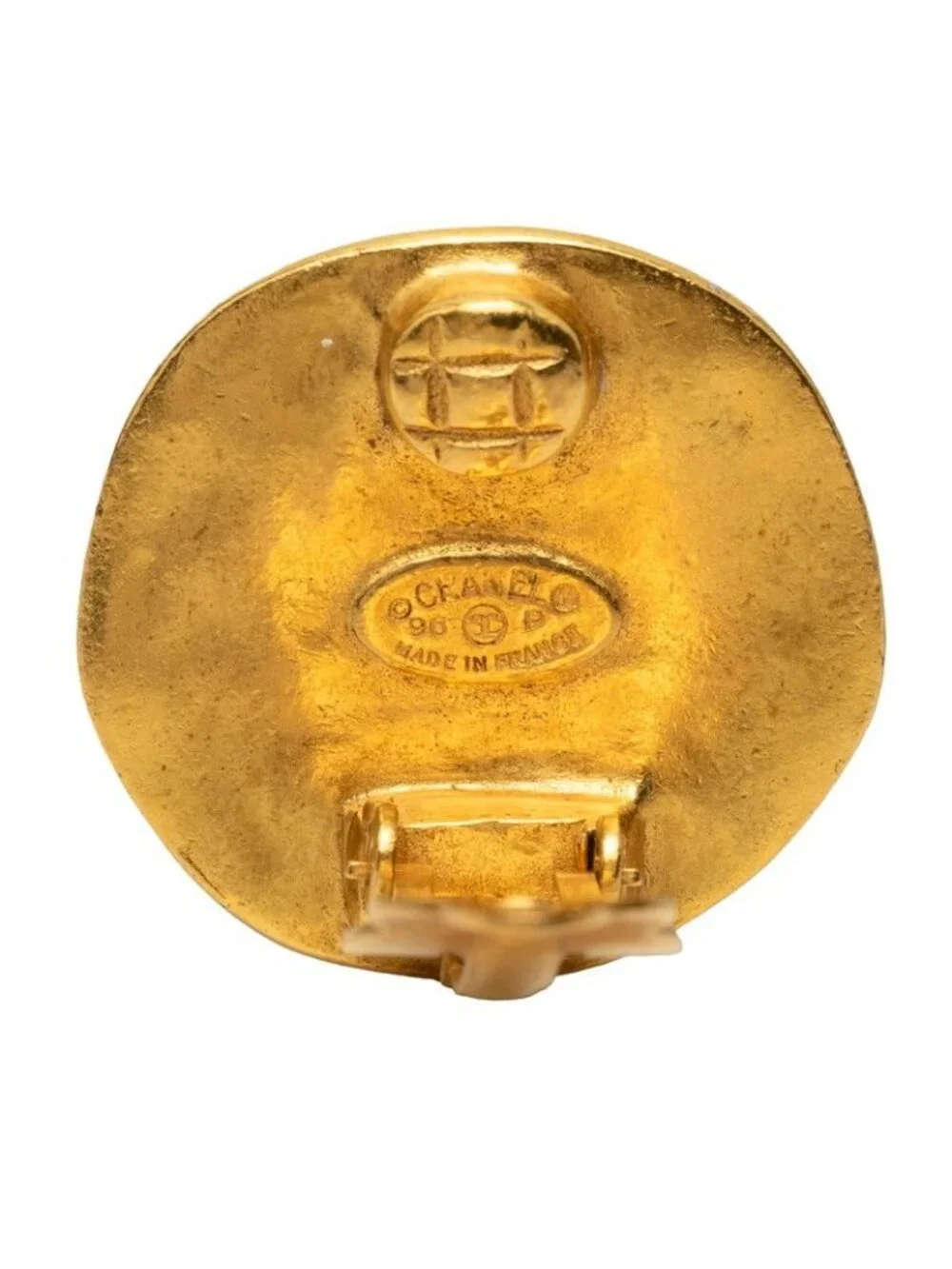 Chanel Vintage CC Logo Earrings Gold Plated